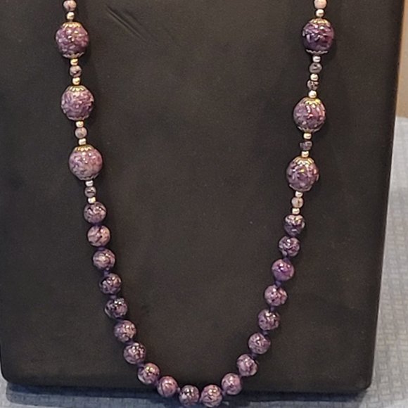 Vintage Beaded "Stone" Necklace - Picture 1 of 10